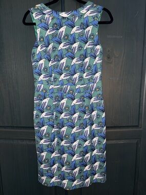 Boden Martha Sleeveless Collared Cotton Weave Geometric Floral Blue Green Size 6